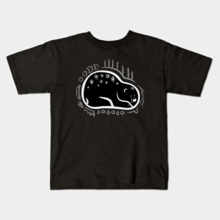 Fall and Winter Black Sleeping Bear "Hibernation Guardian" Kids T-Shirt